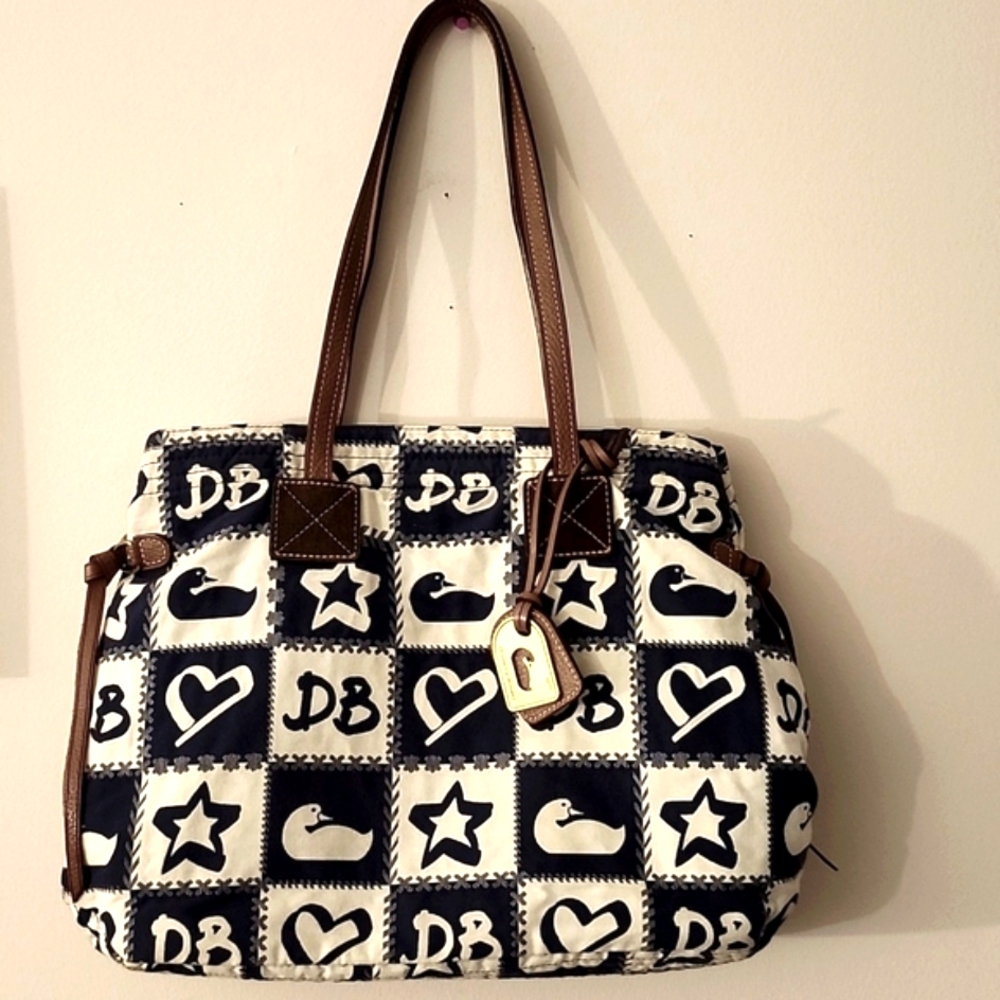 Dooney and Bourke Canvas and Leather Hobo/Tote w/Free D&B Pouch